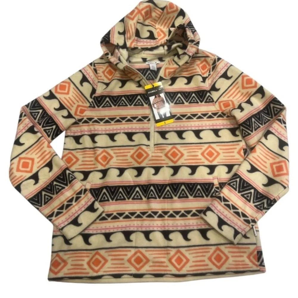 O'Neill Surf Y2K Aztec Half Zip Polar Fleece Hoodie Jacket Pullover